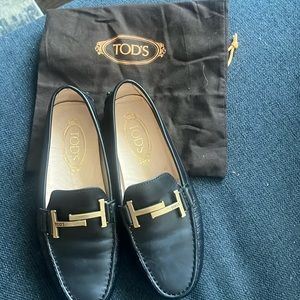 Todd’s black loafers worn once